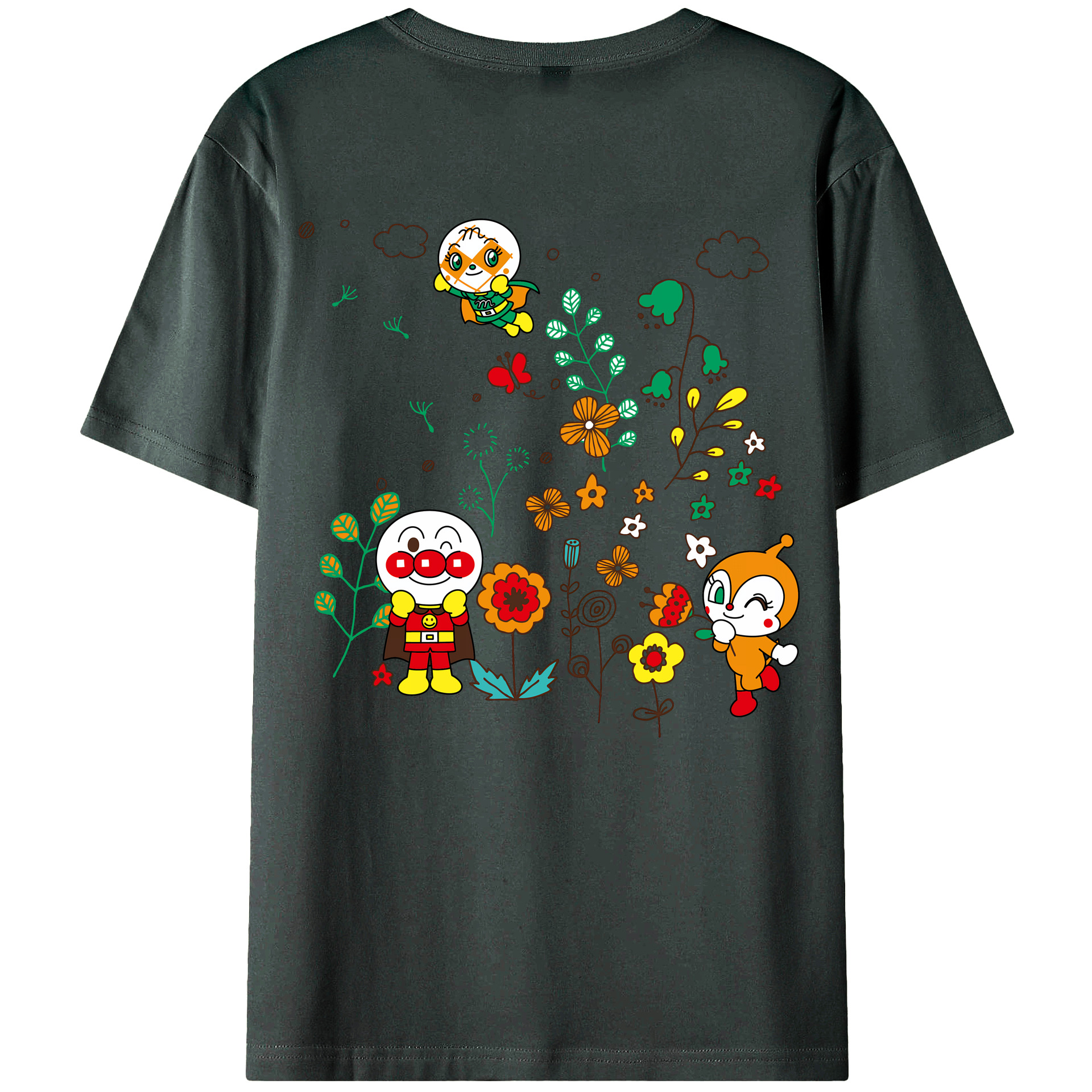 （画像用） アンパンマン Anpanman 綿100％ メンズ半袖Tシャツ（バックプリント） 通気性